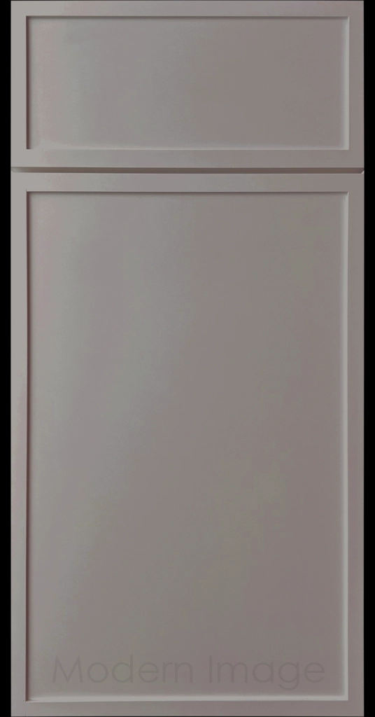 Close-up of a Slate color Arcadia shaker-style cabinet door, featuring slim stile and rail surrounding a flat center panel